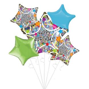 Holographic Starry Birthday Foil Balloon Bouquet